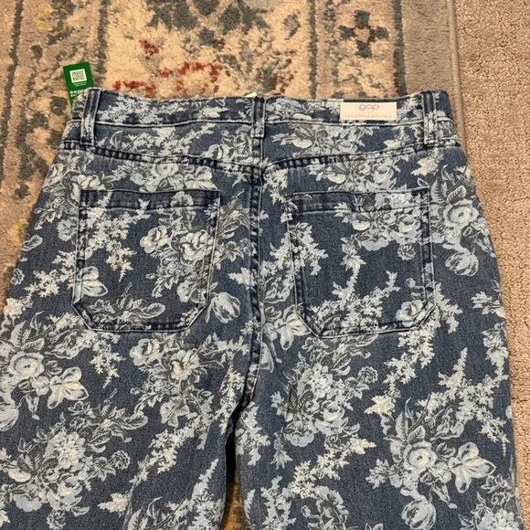 LoveShackFancy Blue Floral Flare Jeans - Picture 4 of 4